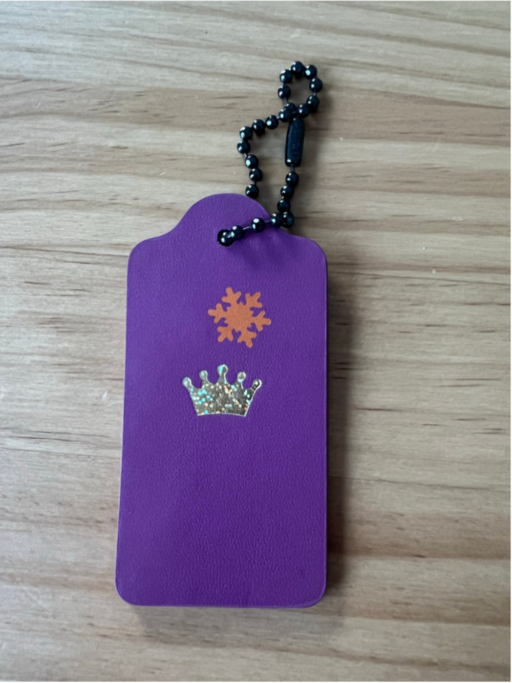 Coach Purple Leather Bag Charm Hangtag Snowflake Crown Orange Gold NWOT